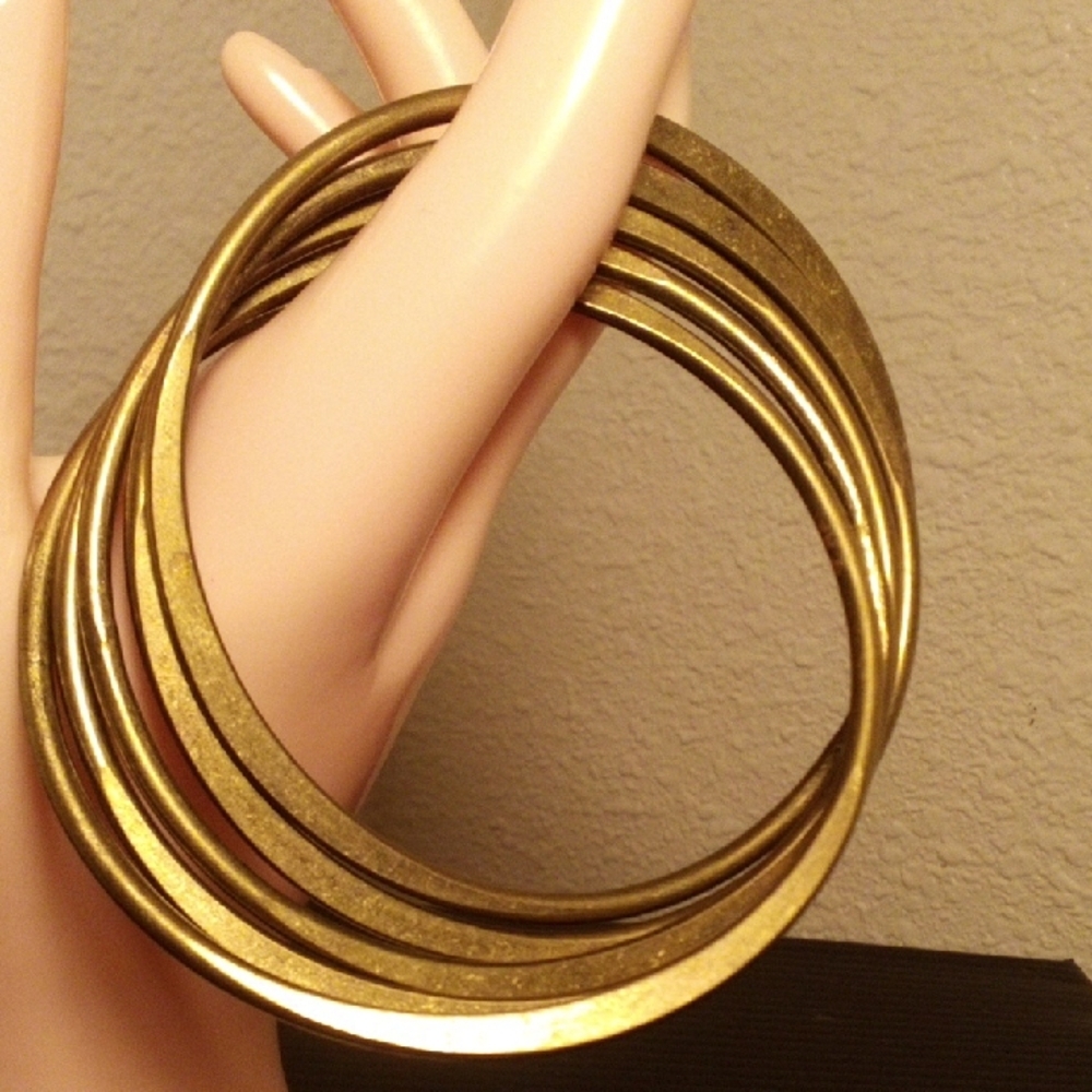 Gold Multi-Bangle Bracelet Stack - Women Jewelry